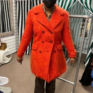 Anna Sui Designer fuzzy orange coat small